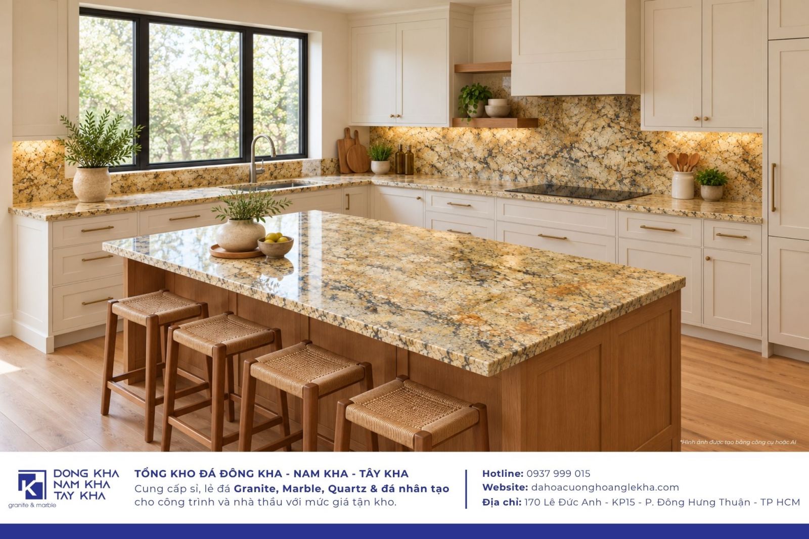 Đá Granite Alaska Gold ốp bàn bếp
