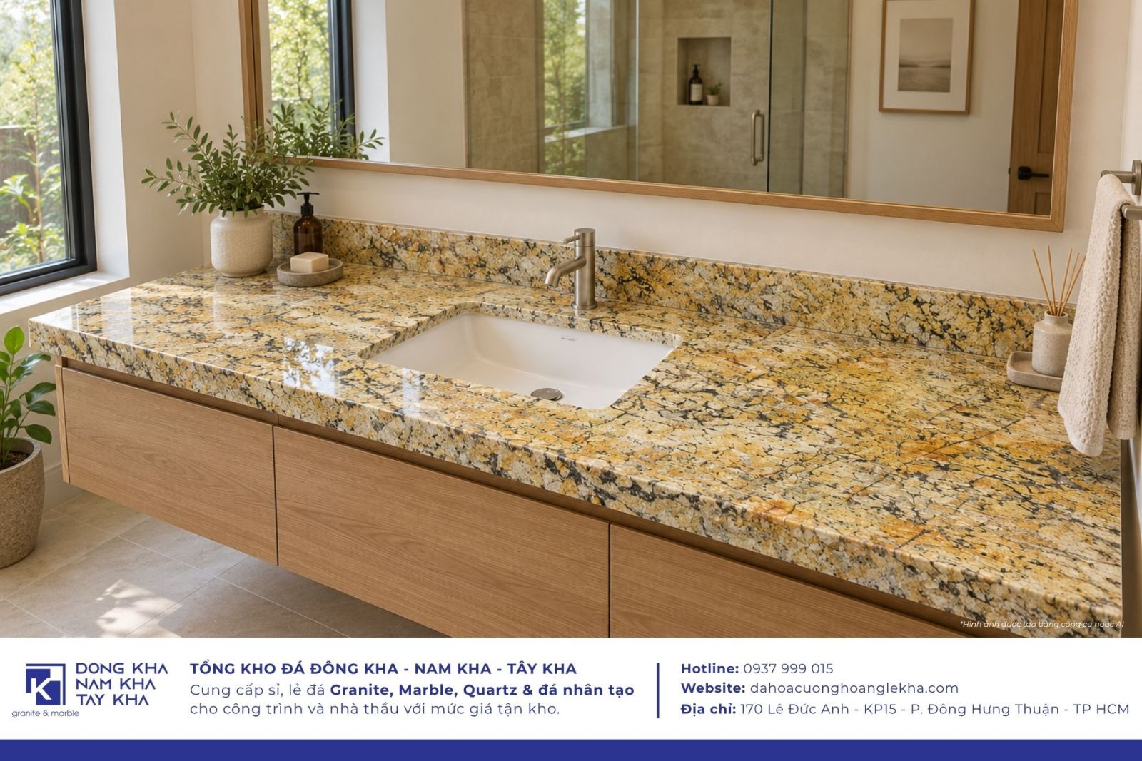 Đá Granite Alaska Gold làm mặt lavabo