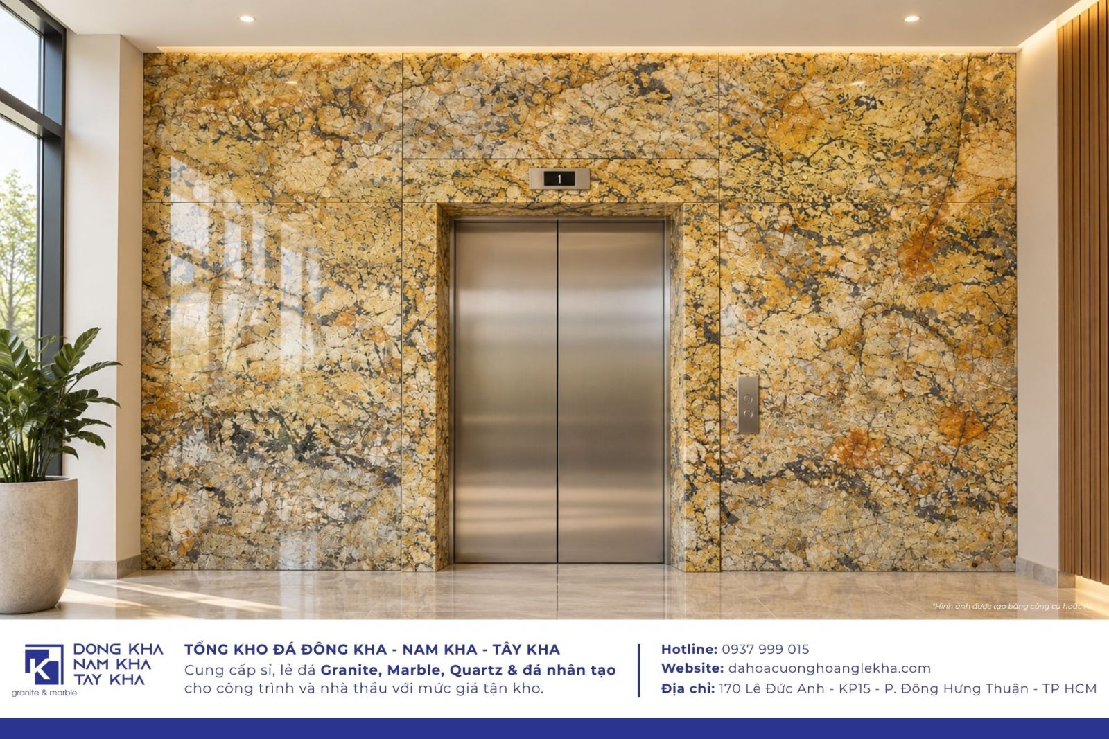 Đá Granite Alaska Gold ốp thang máy