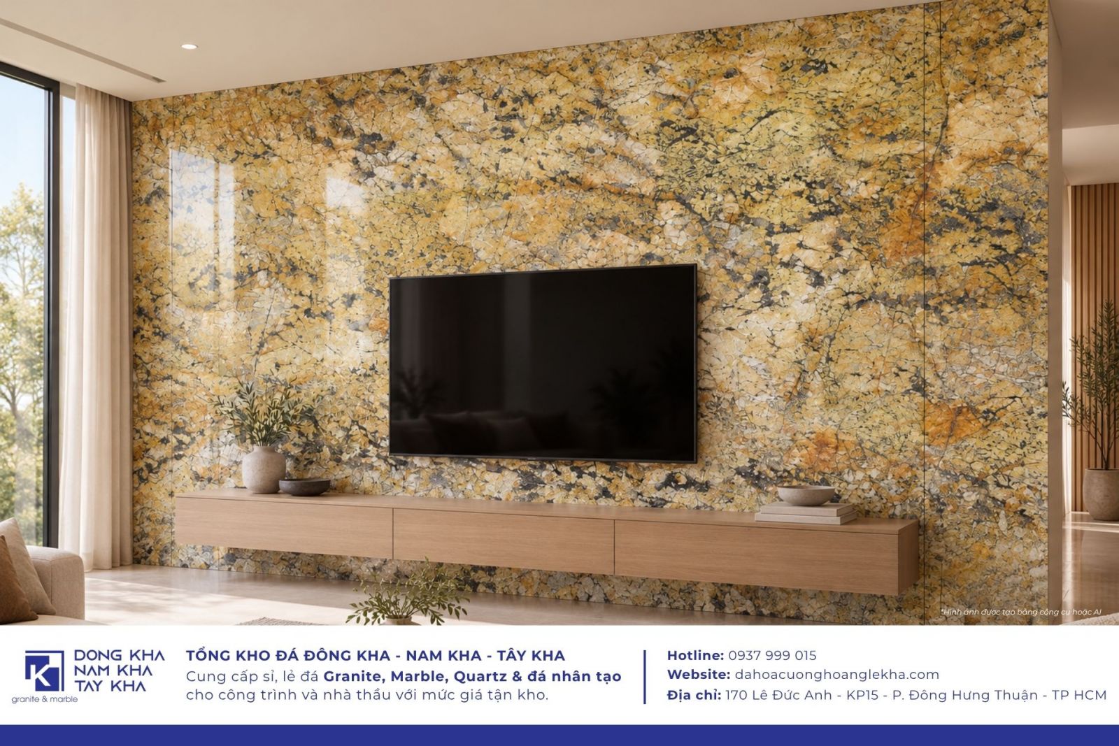 Đá Granite Alaska Gold ốp vách tivi