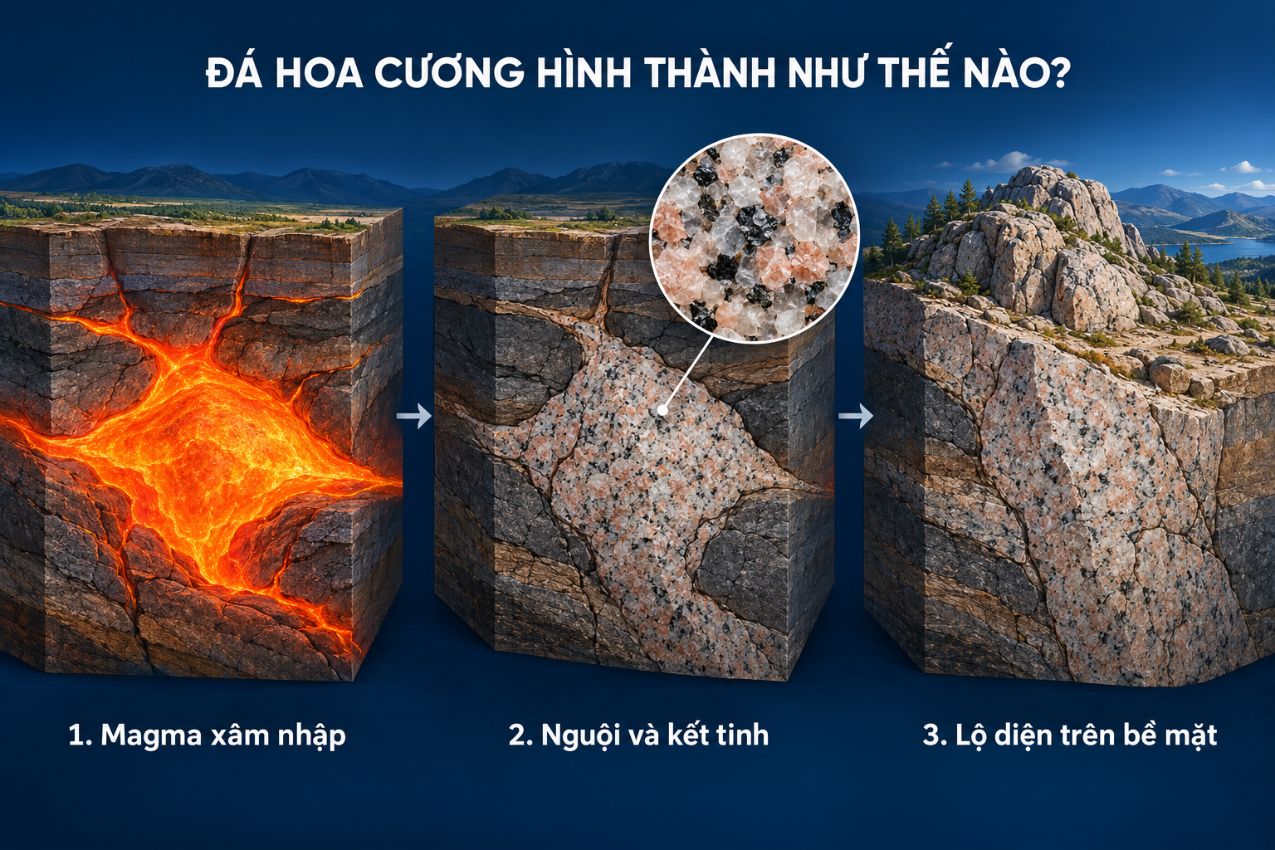 Quá trình hình thành đá hoa cương trong tự nhiên